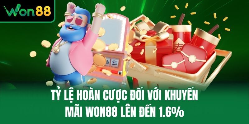 Tỷ lệ hoàn cược đối với khuyến mãi Won88 lên đến 1.6%